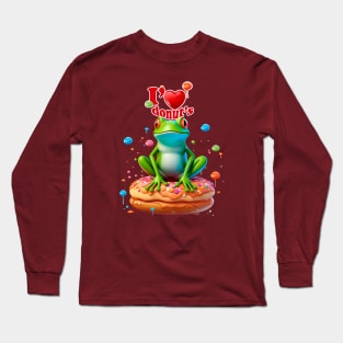 Frog with Donuts Long Sleeve T-Shirt